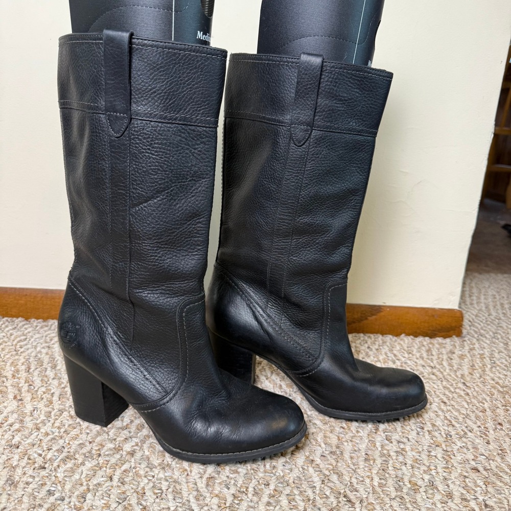Timberland Rudston Earthkeepers Waterproof Black Leather Tall Pull On Boots 10